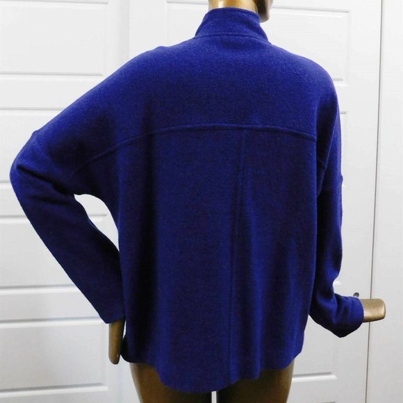 New Eileen Fisher $338rt‎ Blue Wool Ultma Knotch Collar Jacket Coat sz L - Picture 3 of 6